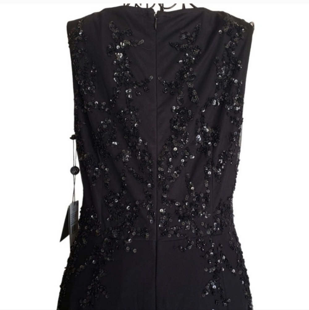🔥NWT Adrianna Papell Beaded Georgette Jumpsuit, Black, Size 6 - Picture 7 of 16